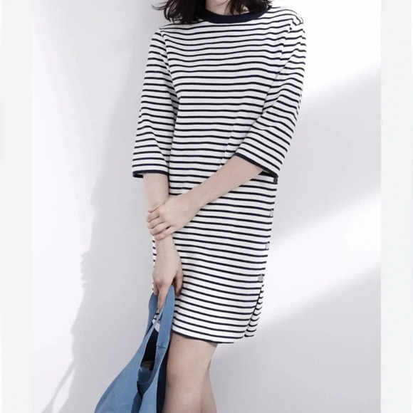 Gap Women’s Small Striped Zip‎ Pockets Shirttail Dress Nautical Preppy Coastal - Picture 4 of 15